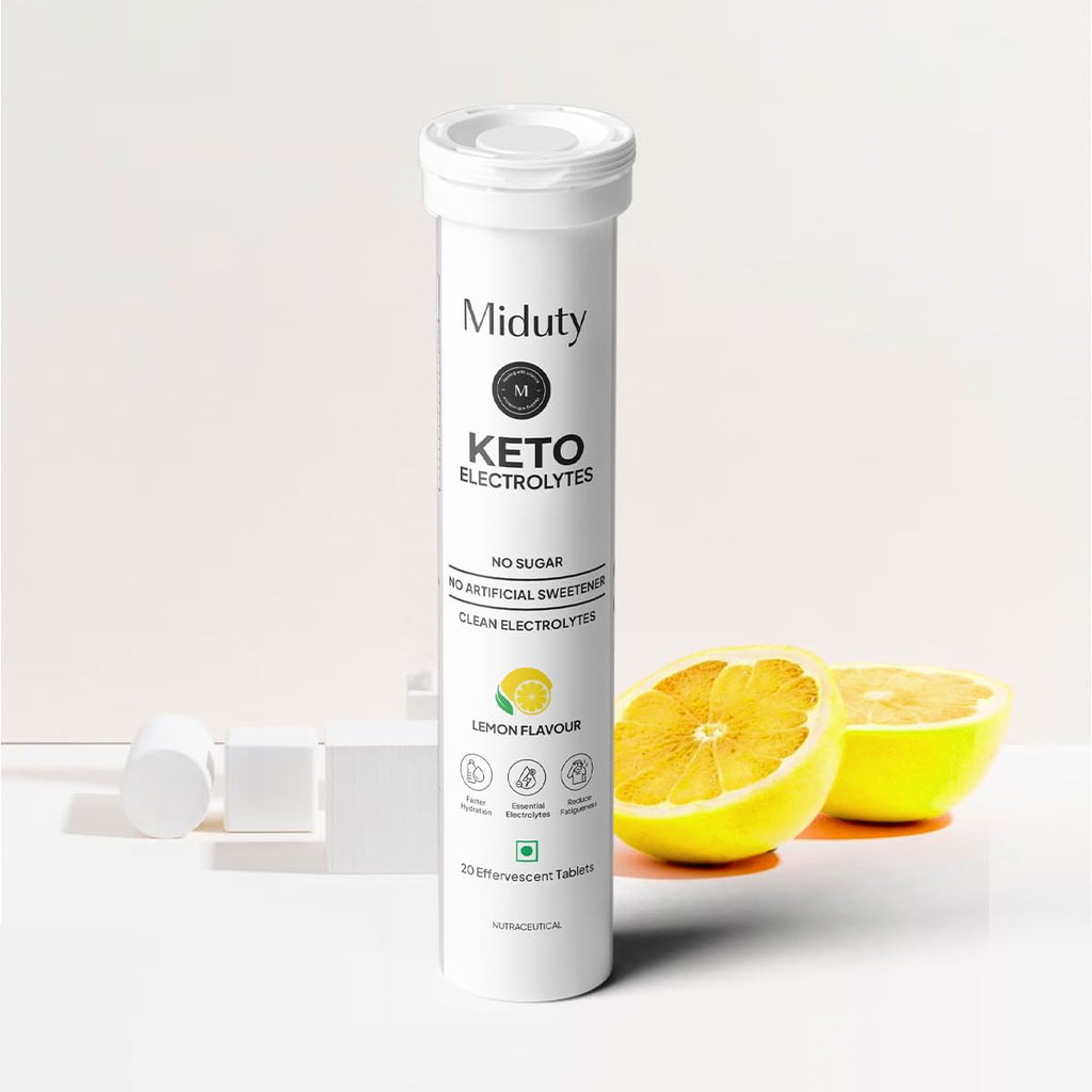 Miduty by Palak Notes Electrolytes Drink - Instant Hydration Drink - Lemon Flavor - Sugar-Free Electrolyte Drink - No more fatigue and dizziness - Hydration Electrolyte - 20 Effervescent Tablets