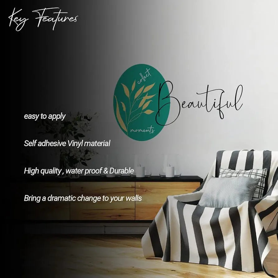 Kotart Collect Beautiful Moments Wall Stickers PVC Vinly Leaf Printed Decals
