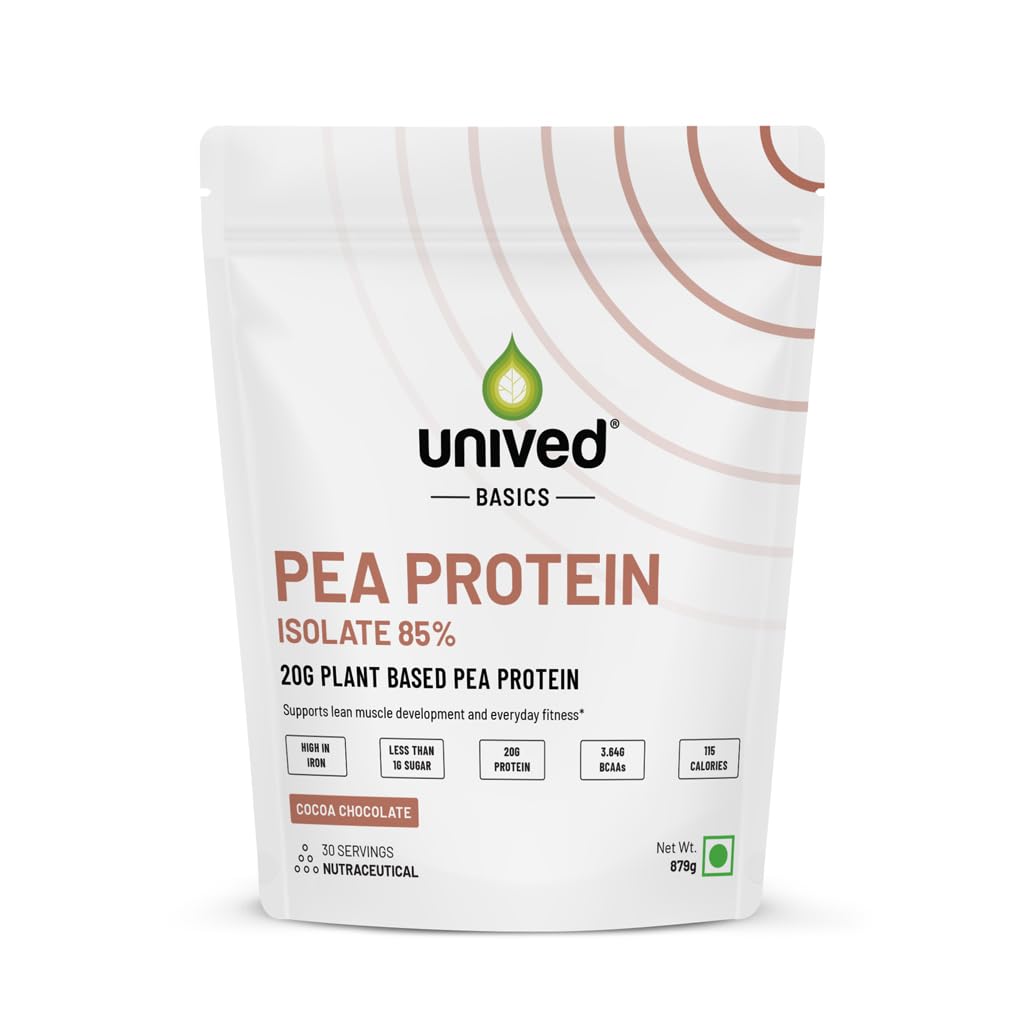 Unived Basics Protein, Pea Protein Isolate, 100% Vegan & Plant-Based, BCAAs, Amino Acid, For Lean Muscle Development, Non-GMO, Gluten & Dairy Free, Natural (Chocolate 30 Servings)