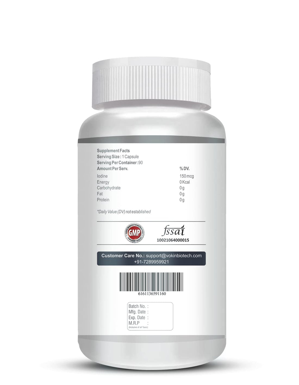 Vokin Biotech Iodine | Supplement to Support The Thyroid and Maintain Healthy Cellular Metabolism | 90 Veg Capsules