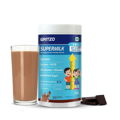 Gritzo Supermilk Height+ For 2-6Y Boys/Girls - Double Chocolate Flavor