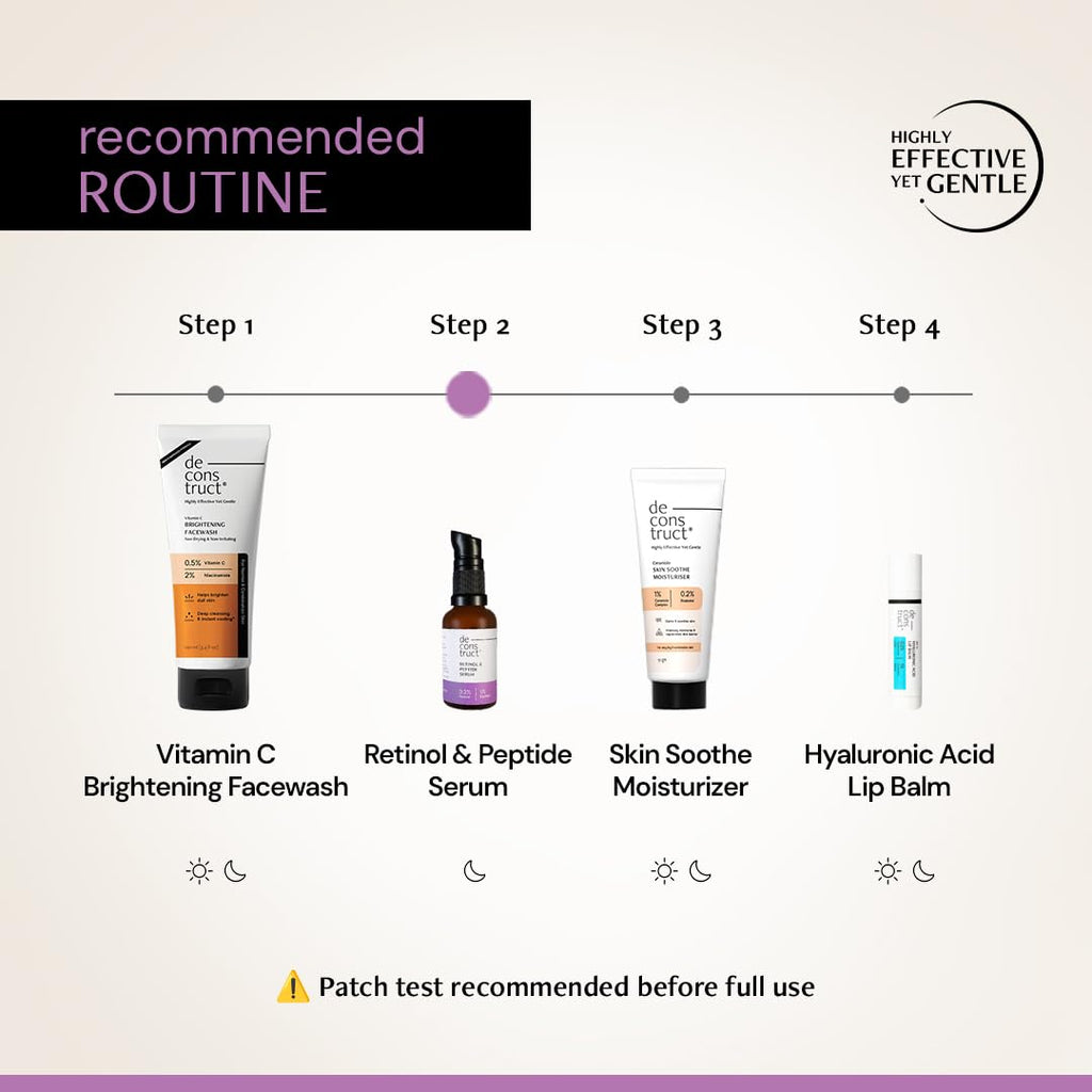 Deconstruct 0.2% Retinol Face Serum With 1% Peptide | Beginner Friendly | Anti Aging, Night Face Serum To Reduce Fine Lines & Wrinkles | For Men & Women | Beginner Friendly | 30 Ml