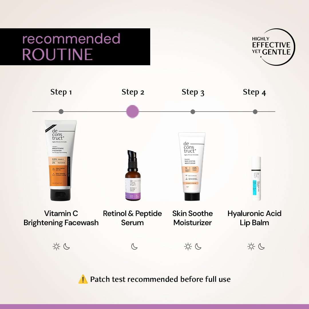 Deconstruct 0.2% Retinol Face Serum With 1% Peptide | Beginner Friendly | Anti Aging, Night Face Serum To Reduce Fine Lines & Wrinkles | For Men & Women | Beginner Friendly | 30 Ml