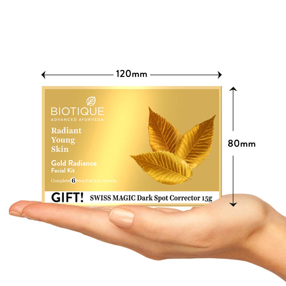 Biotique Gold Radiant Skin Youth Facial| 6-Step Facial Kit for Radiant Skin| Ayurvedic and Organically Pure| 100% Botanical Extracts| Suitable for All Skin Types | 65gm