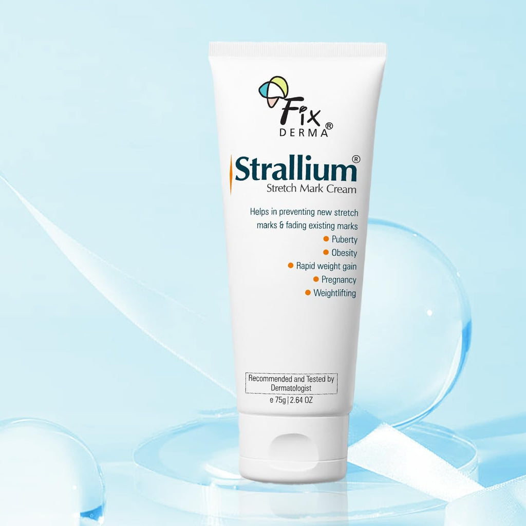 Fixderma Strallium Stretch Mark Cream, Removes Pregnancy stretch marks, Scar removal and Moisturizing Cream, Stretch mark remover for Stomach, thighs & all body parts- 75g