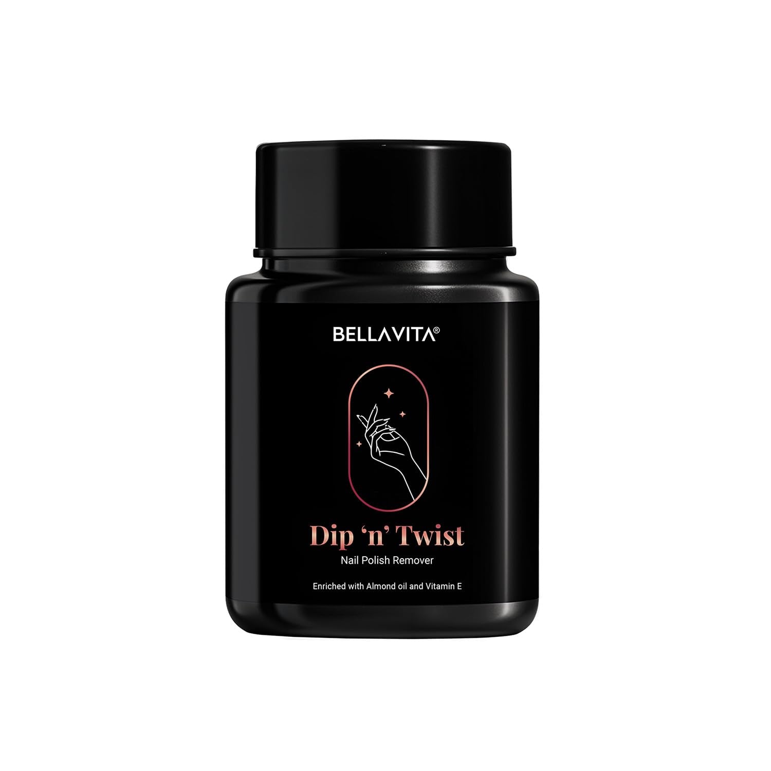 BELLAVITA Dip 'n' Twist Nail Polish Remover with Vitamin E and Almond Oil | Acetone Free Formula| Quick and Easy Removal | Gentle on Nails | 60ml