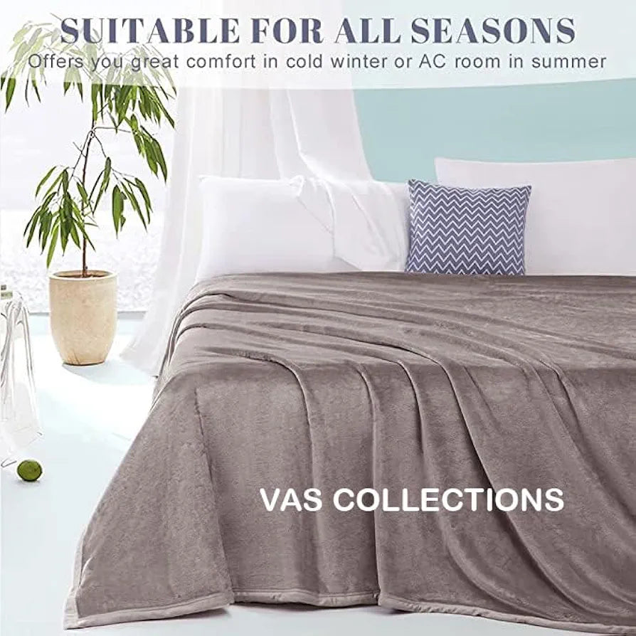 Homekart Premium Solid Color Soft Plush Mink Blanket Ultra Cozy and Warm Silky Soft All Season Single Bed Blanket Grey
