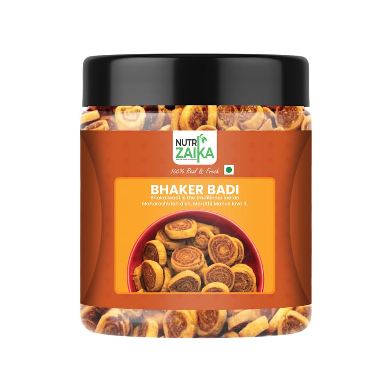 NUTRIZAIKA Gujrati Mini Bhakarwadi | Healthy Snacks for Adults & Kids | Gluten Free | Crunchy and Tasty Gujrati Bhakarwadi Ready to Eat Masala Flavor