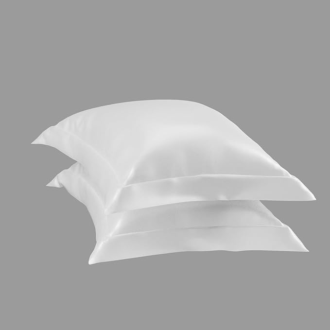 Stoa Paris Pillow Covers Set of 2 Pieces Satin Pillow Covers Colour Vanilla White