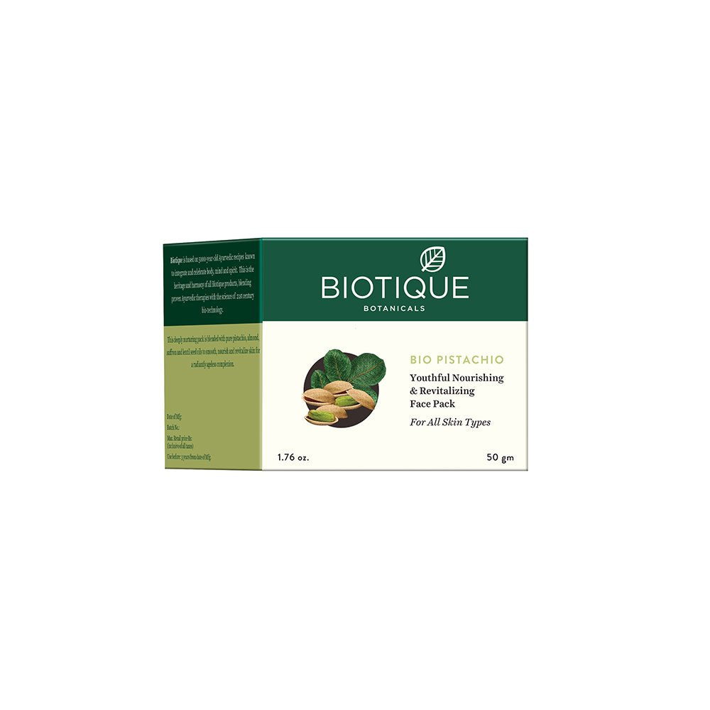 Biotique Bio Pistachio Ageless Nourishing and Revitalizing Face Pack for All Skin Types, 50g
