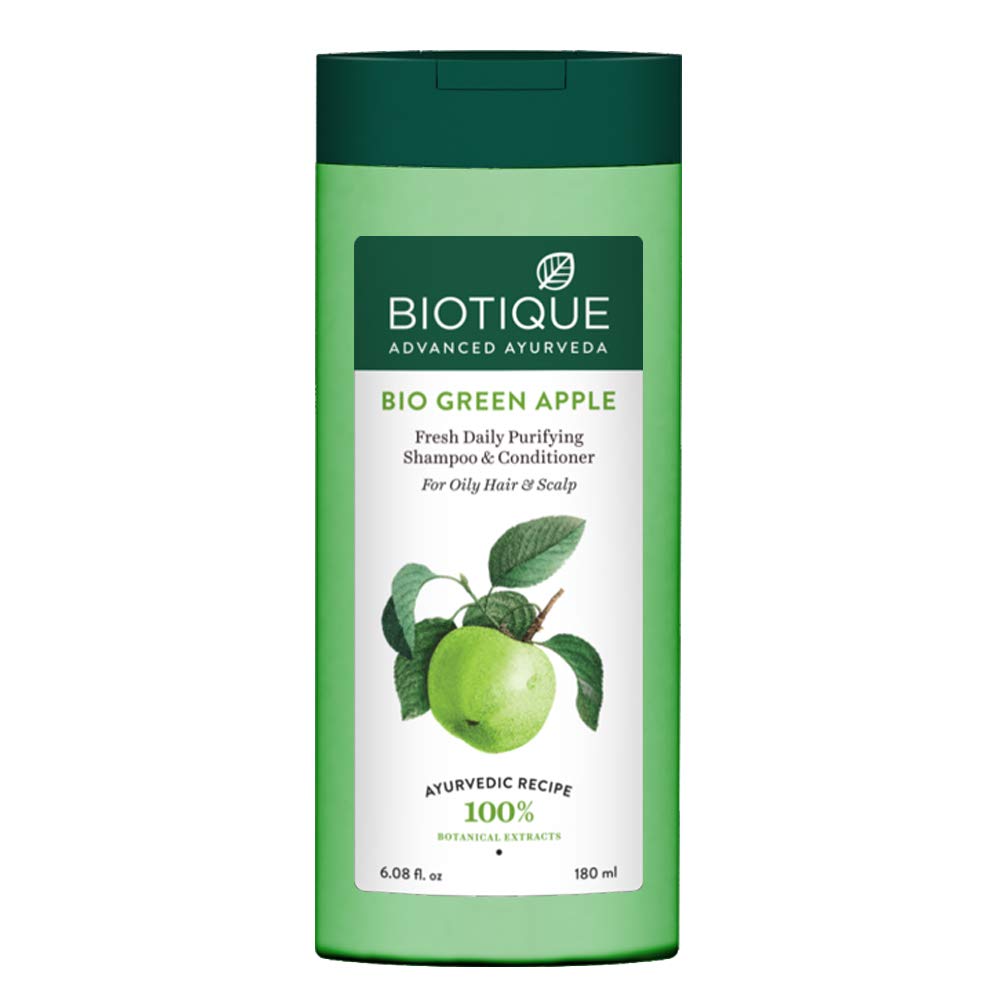 Biotique Bio Green Apple Fresh Daily Purifying Shampoo and Conditioner for Oily Scalp and Hair, 180m & Biotique Bio Soya Protein Fresh Nourishing Shampoo, 190ml