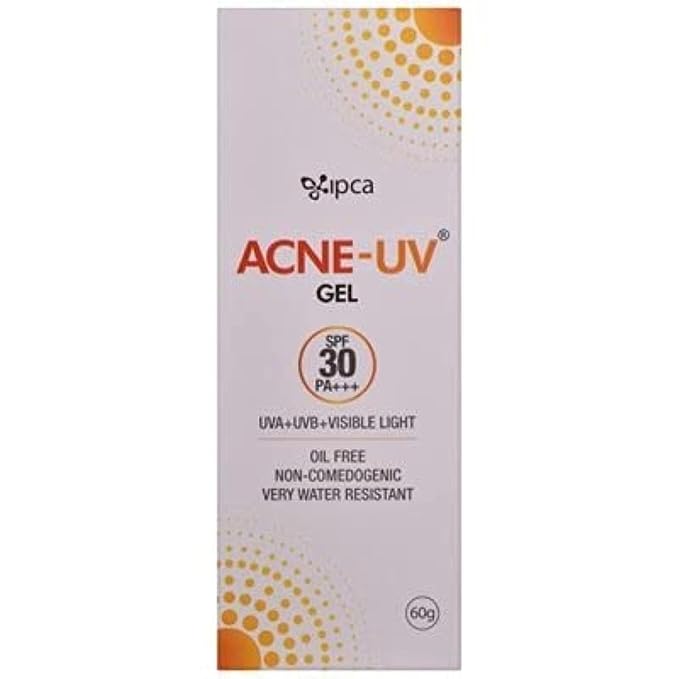IPCA Acne-UV Oil Free Gel,SPF 30 PA+++,Broad-Spectrum UVA/UVB, Water Resistant Sunscreen - 60 gms