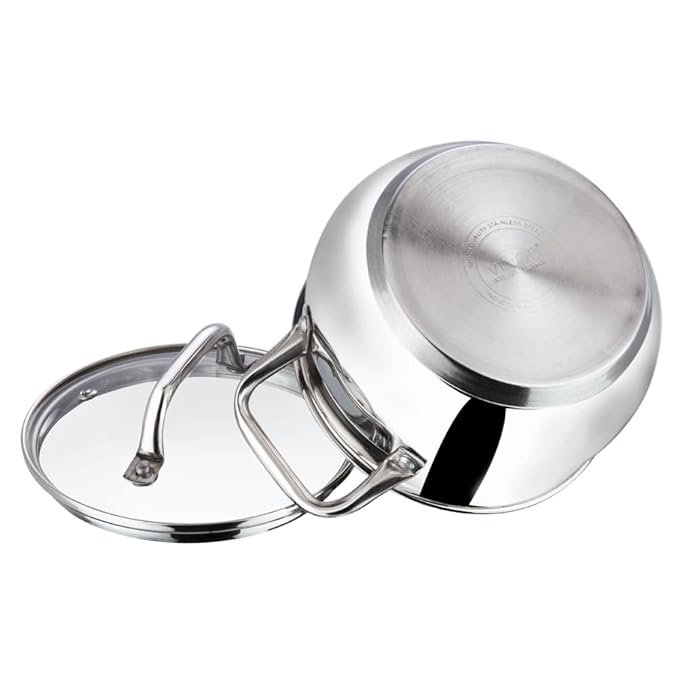 Vinod Almaty Stainless Steel Casserole with Glass Lid 2.9 Litre, 18 cm | 2.6mm Thick Base
