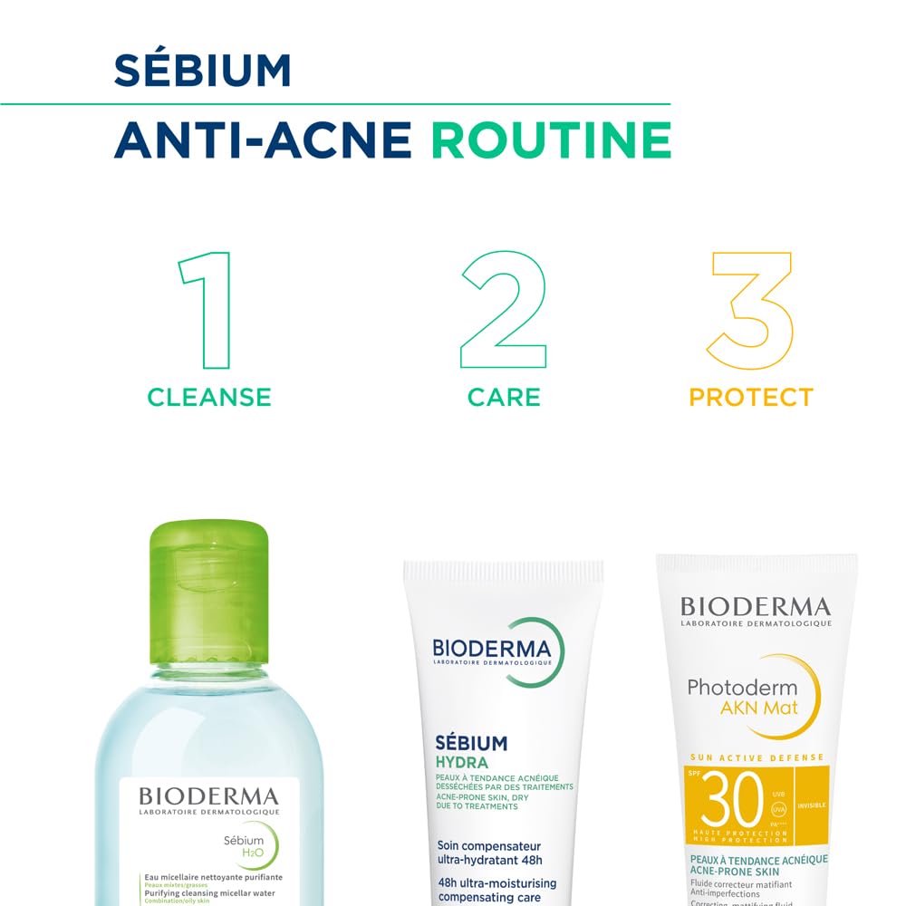 Bioderma Sebium H2O Purifying Micellar Cleansing Water and Makeup Removing Solution with Zinc Gluconate & Copper Sulphate For Combination to Oily Skin 100 ml