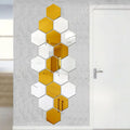 Bikri Kendra Hexagon 10 Silver 10 Golden Stickers for Wall Acrylic Mirror Decor Sticker Wall Mirror Stickers Acrylic Stickers