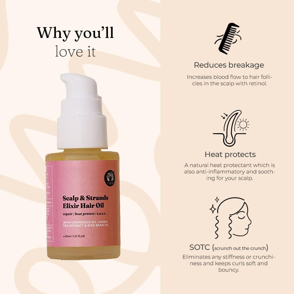 Fix My Curls Scalp & Strands Elixir Hair Oil Revitalize & Protect 2-In-1 Serum - 30 ml