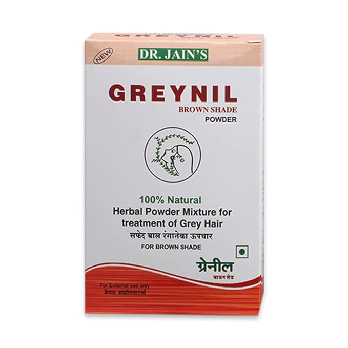 Dr.Jain's Greynil Herbal Hair Color, Brown Shade Powder Mixture - Pack of 2 -  500 gms