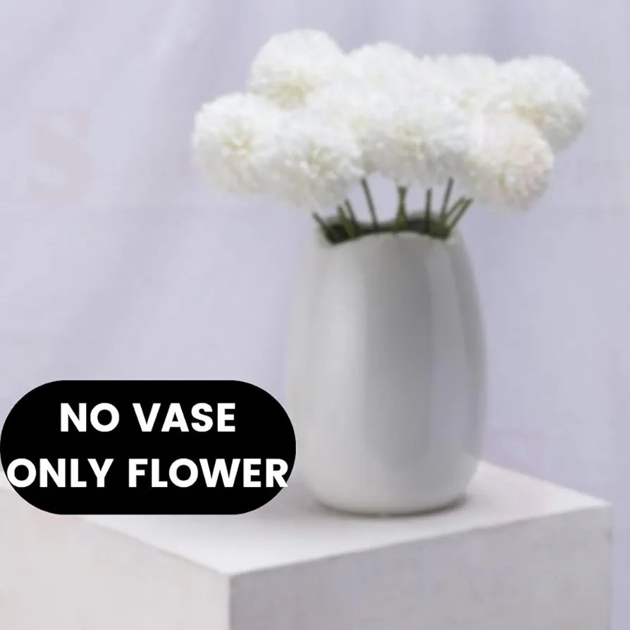 Artificial Chrysanthemum Hydrangea Ball Flower Sticks Off White