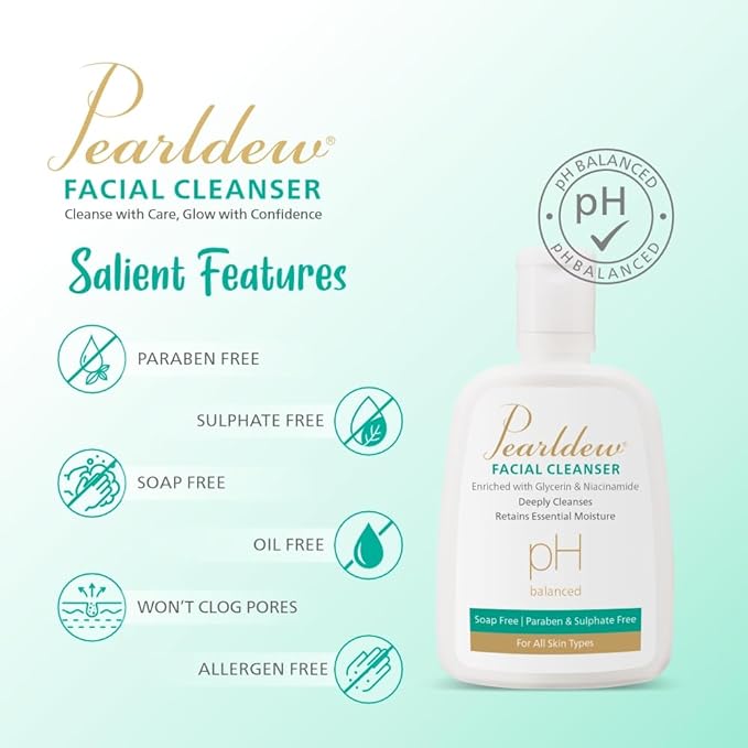 Pearldew Facial Cleanser All Skin Types, Paraben-free, pH Balanced - 125 Ml | Pack of 3
