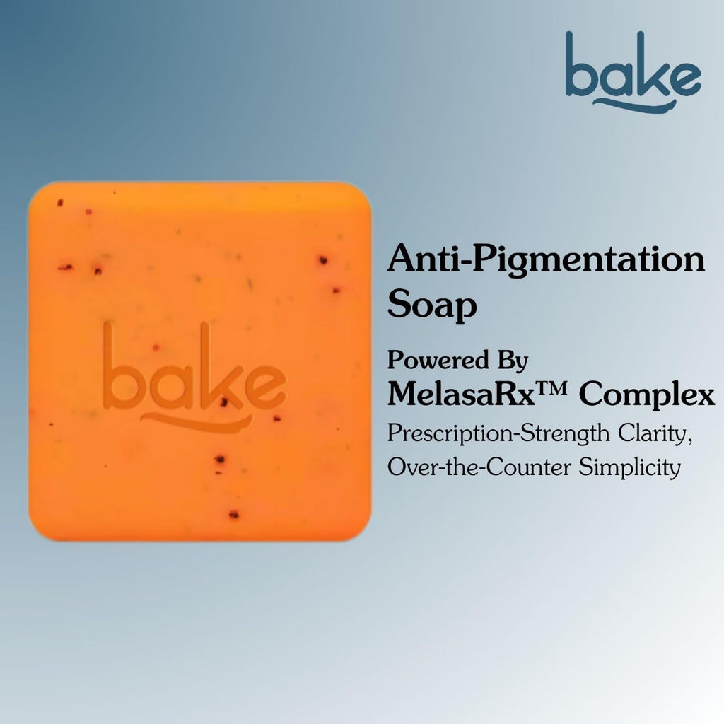 BAKE 2% Kojic Acid Scrub Treatment Soap (200 Gms, 2 Pcs) for Pigmentation, Dark Spots & Tan Removal | Brightens Underarms, Knees & Elbows | With Alpha Arbutin, Niacinamide & MelasaRxâ„¢ Complex | For Men & Women - 100g x 2