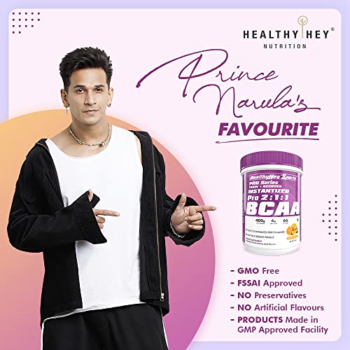 HealthyHey BCAA Powder 2:1:1 - Tangy Orange - 250 gms