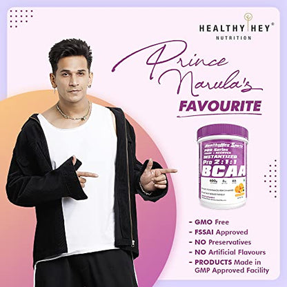 HealthyHey BCAA Powder 2:1:1 - Tangy Orange - 250 gms