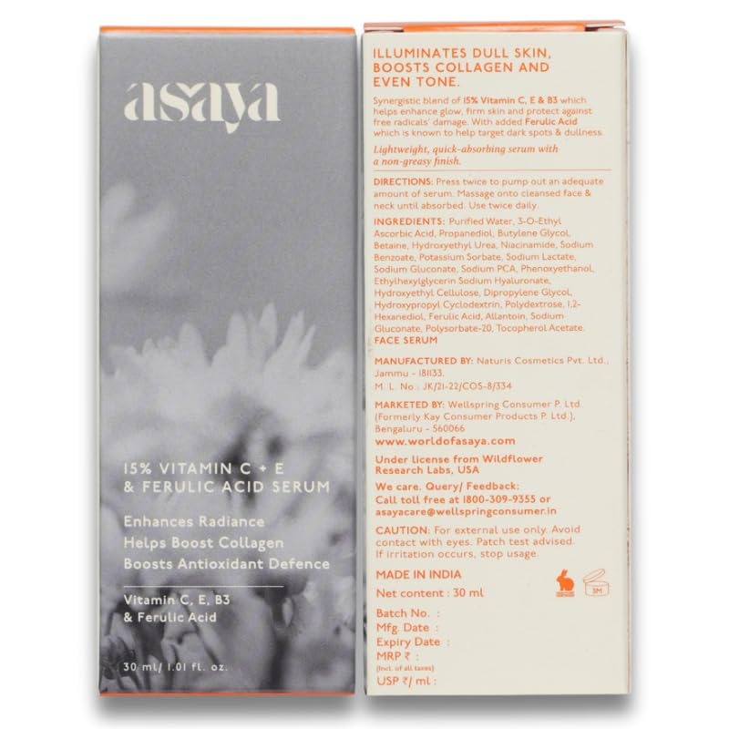 Asaya 15% Vitamin C Face Serum - 30 ml