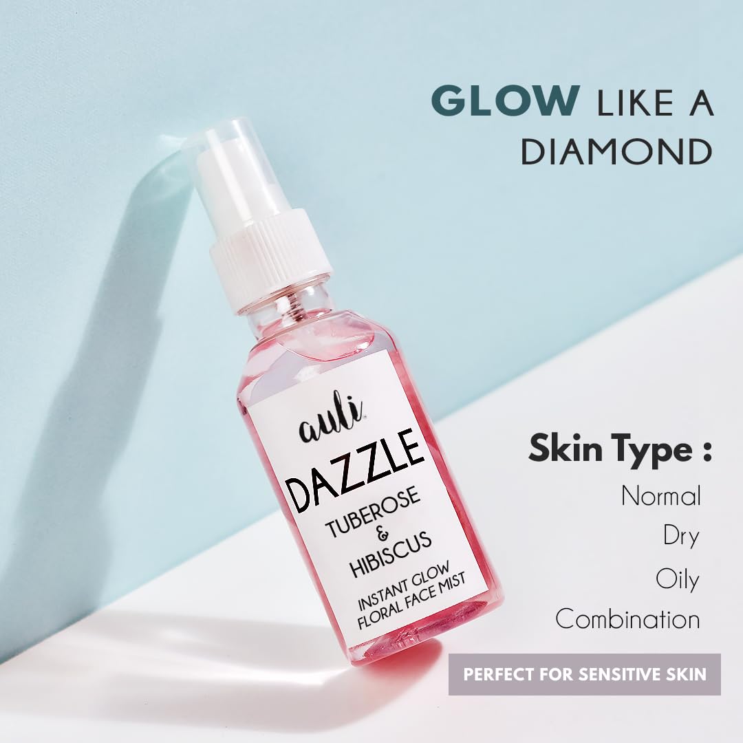 Auli Dazzle Tuberose & Hibiscus Instant Glow Floral Face Mist & Toner - 120 ml