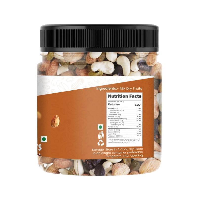 MarwarBites Mix Dry Fruit 500GM | Healthy Mixed Nuts and Seed with Almonds, Cashews, Dates, Pumpkin Seeds, Candied Amla | Reusable Jar