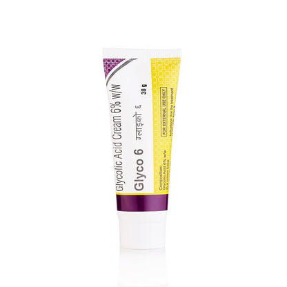 Glycolic 6 Acid Cream 6% w/w Exfoliating Face Cream For Acne, Pimples & Dark Spots - 30 Gms