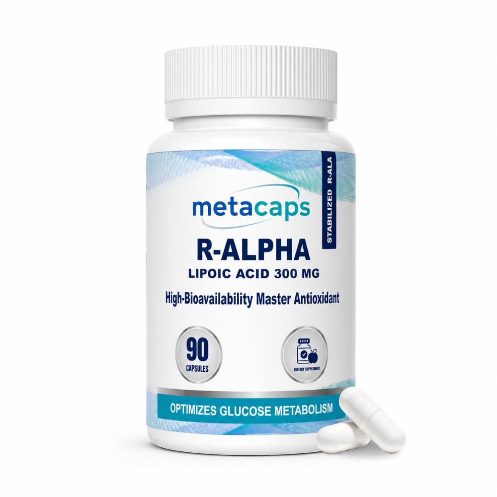 MetaCaps High-Absorption R-Alpha Lipoic Acid (R-ALA) 300mg – 90 Veg Capsules | Stabilized Bio-Enhanced Formula | Advanced Nerve Support & Glucose Metabolism | Master Antioxidant for Cellular Energy | Non-GMO & Vegan