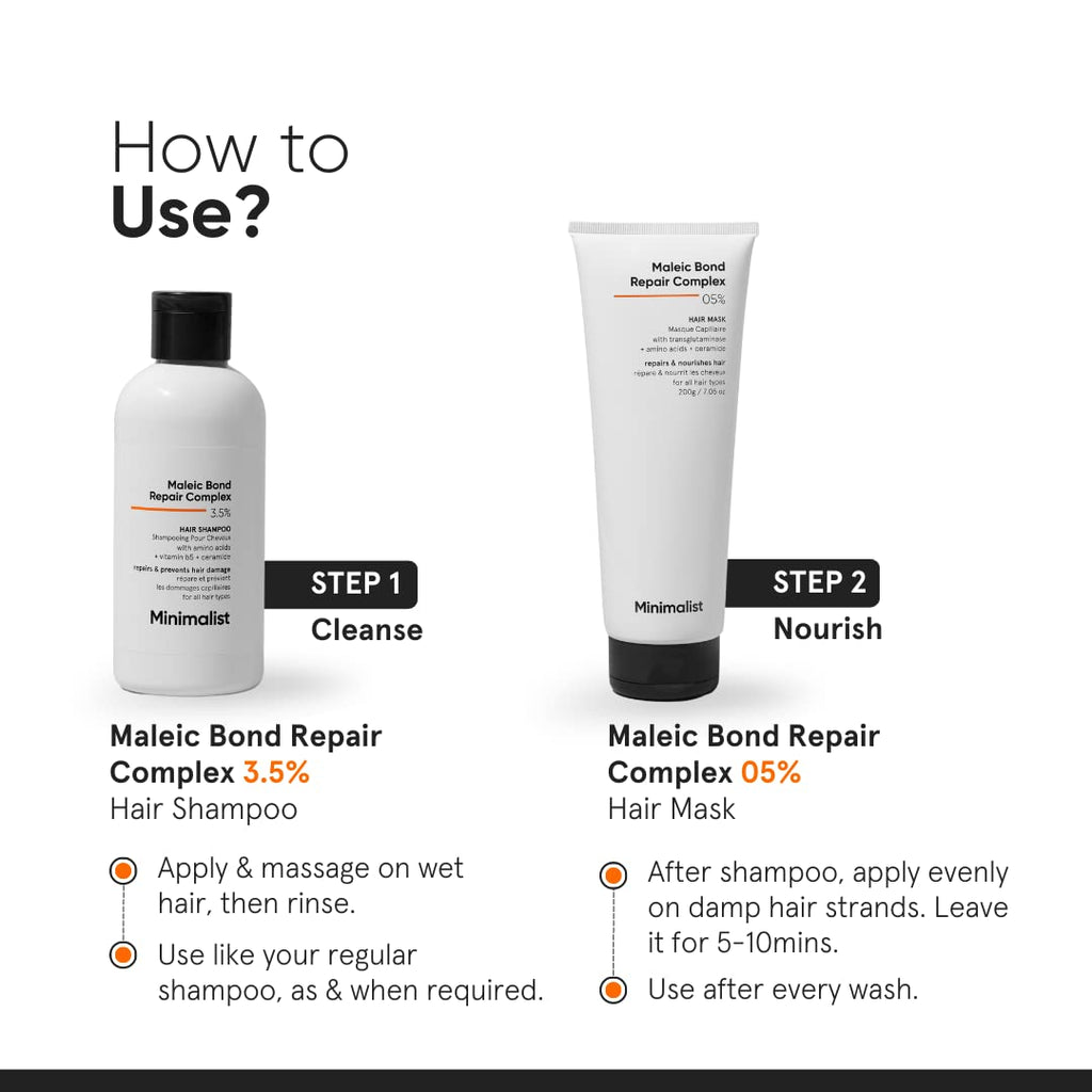 Minimalist Hair Mask For Frizzy Hair, Repairing Dry, Damaged & Dull Hair | Maleic Bond Repair Complex 05% with Transglutaminase, Amino Acids & Ceramides | For Damaged & Treated Hair | Controls Frizzy Hair | For Women & Men | 200 gm
