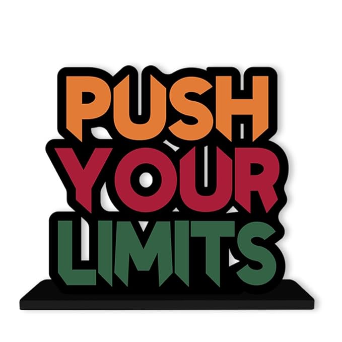 Artvibes Wooden Idols and Figurine Push Your Limit Quotes Table Decoration for Office Desk | Home Decor Item