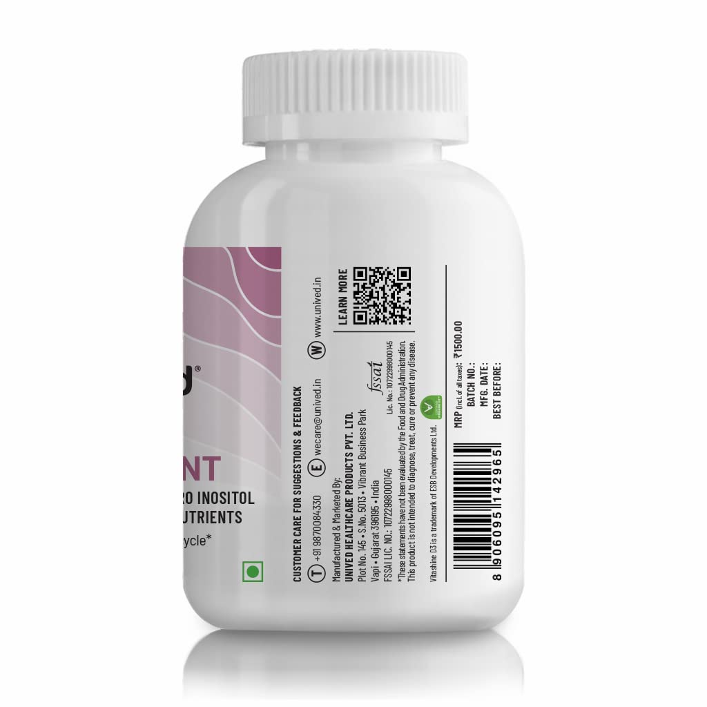 Unived PCOS Management, 40:1 Ratio 2000mg Myo-Inositol to 50mg D-Chiro-Inositol with Natural CaronisitolÂ®, for Acne, Facial Hair, Insulin Resistance (1 Month Supply capsules)