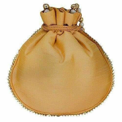 Ethnic Silk Potli bag Clutch Batwa Pouch with Embroidery and Metal Bead work Gift For Women
