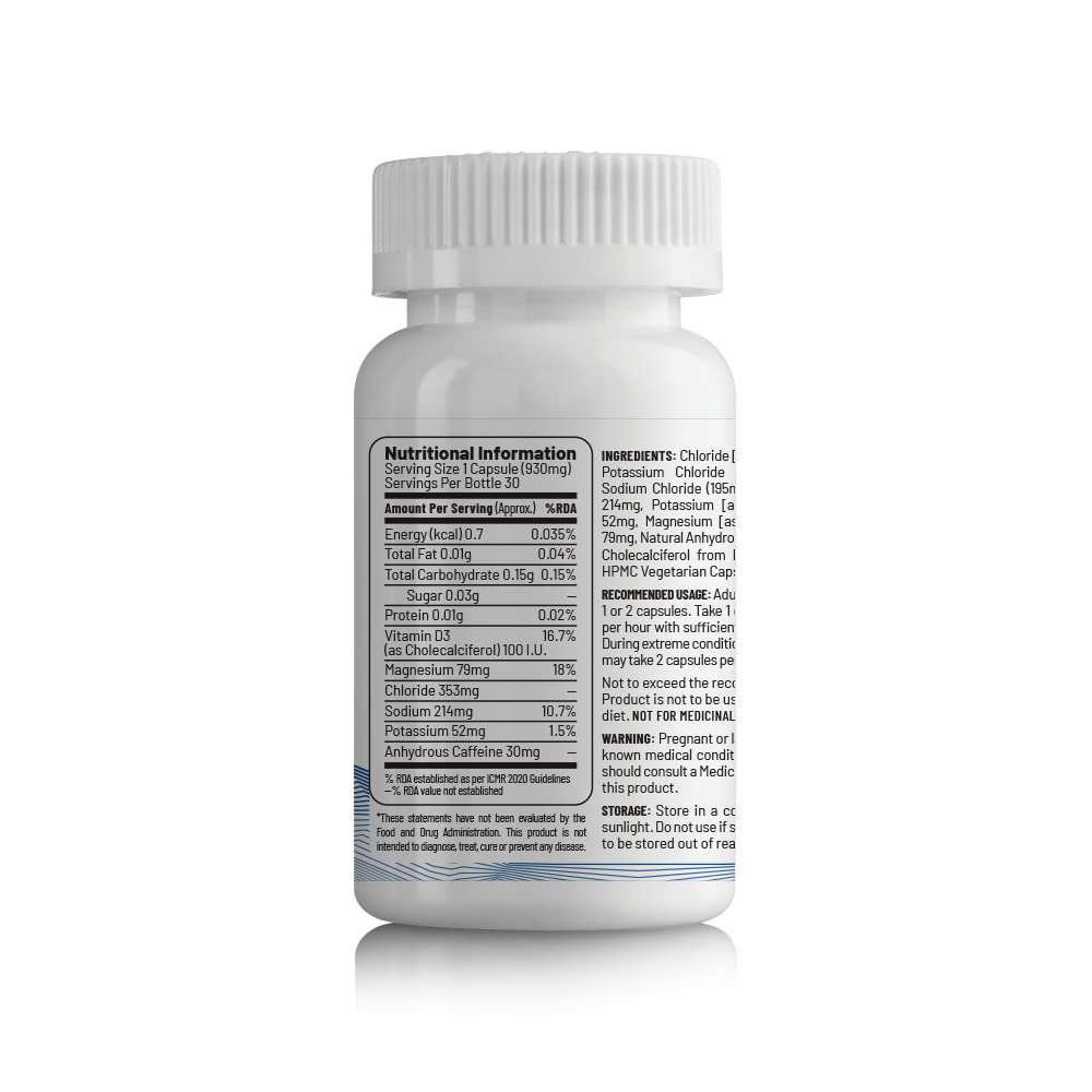Unived Caffeinated Electrolyte Salt Caps Electrolyte Replacement With Caffeine, 30 Vegan Caps
