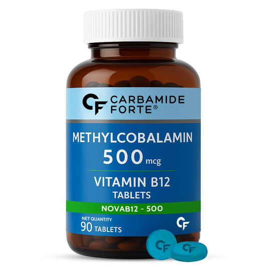 Carbamide Forte Vitamin B12 Supplements | B12 Vitamin Tablets - Methylcobalamin 500mcg | Best Vitamin B-12 Supplement For Men & Women - 90 Tablets