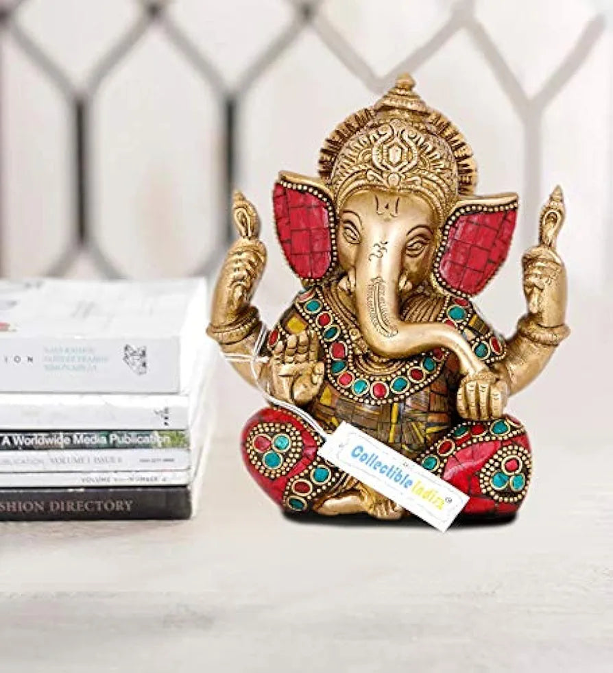 5.5" Lord Ganesha Brass Idol Statue God Ganesh Sculpture