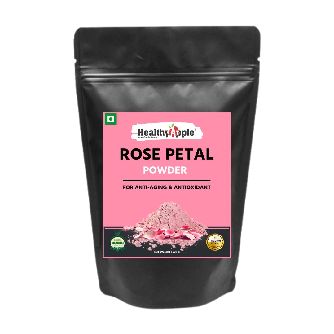 Healthy Apple Rose Petals Powder 227g | Half Pound | 8 oz | Rosa Centifolia | Kashmir Origin | for Natural Face Packs & Facial Mask Formulations | 100% Pure | Chemical-Free | Preservative-Free
