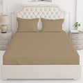 Layers Cotton 144TC Elastic Fitted Bedsheet for Double Bed King Size with 2 Pillow Covers Beige, Solid Pattern