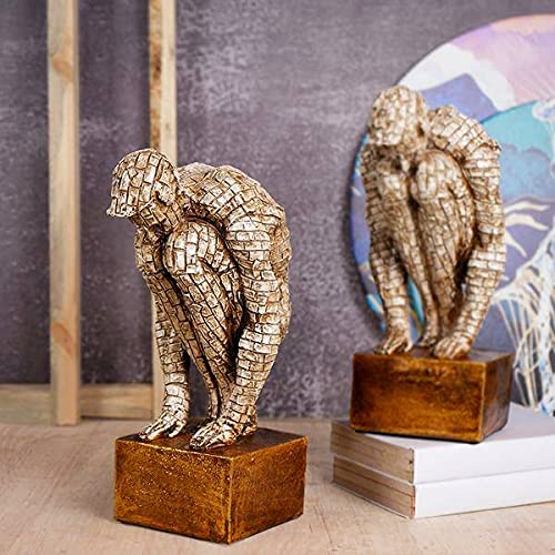 Indicast Resin Surreal Bricked Man Table Accent Showpiece for Home Décor Desk Organizer