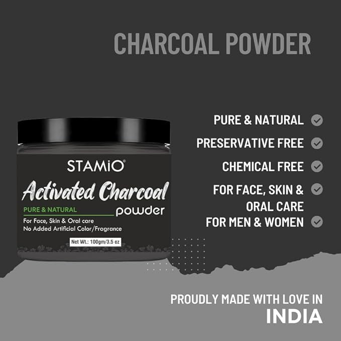 Stamio Activated Charcoal Powder - 100 gms