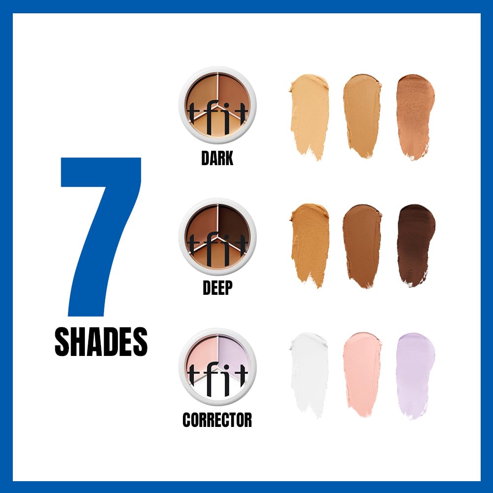 TFIT Multi-Use Pot Concealer - Triple Palette | High-Pigmented, Full Coverage & Crease-Proof | Korean Concealer for Dark Circles, Redness & Blemishes, 03 COOL, 15g
