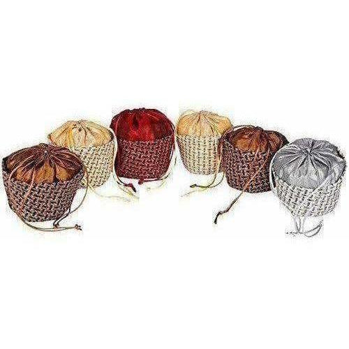 Multicolour Jute Potli Bag - Set of 6