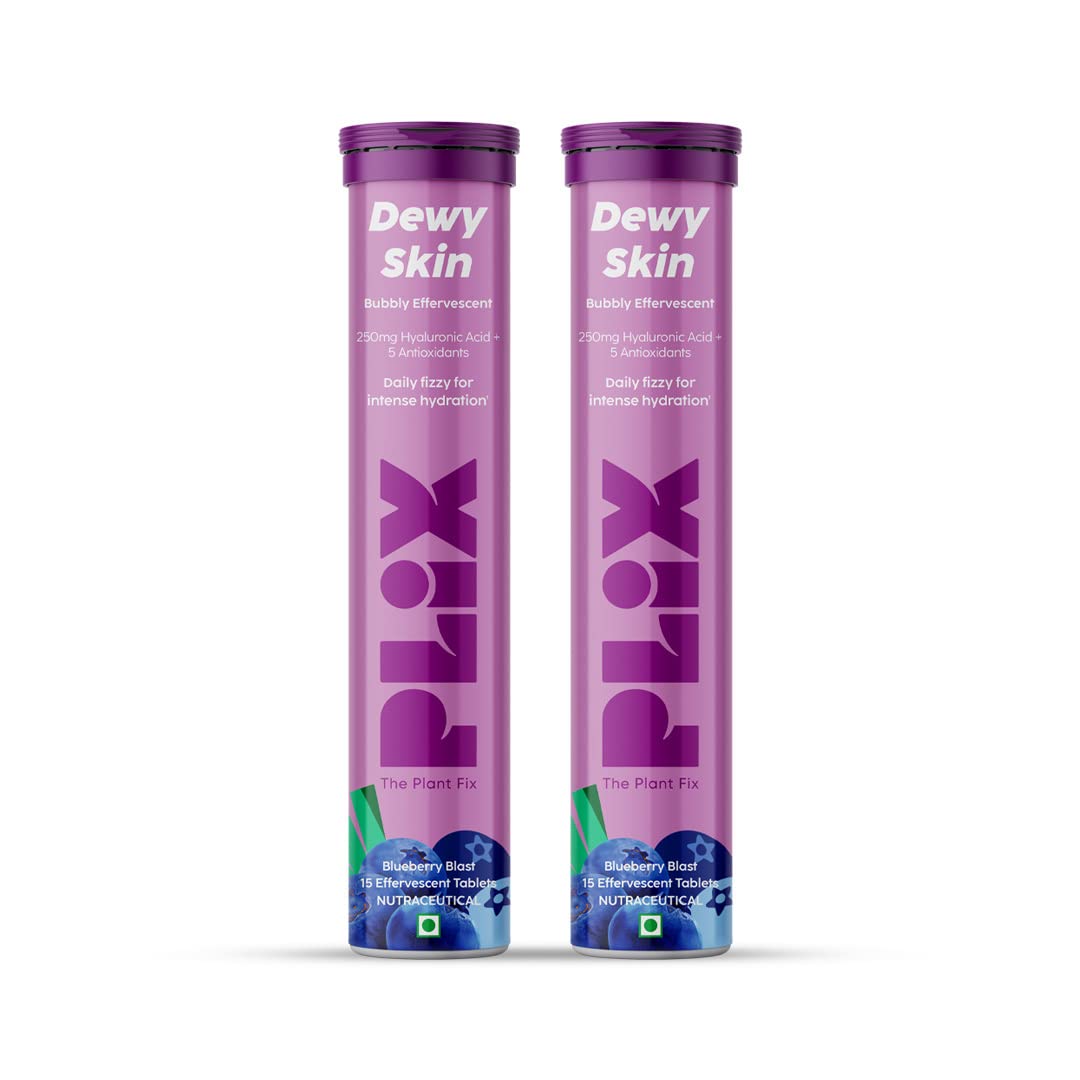 PLIX - THE PLANT FIX Hyaluronic Acid 15 Effervescent Tablets  | Blueberry Flavor Pack Of 1 |