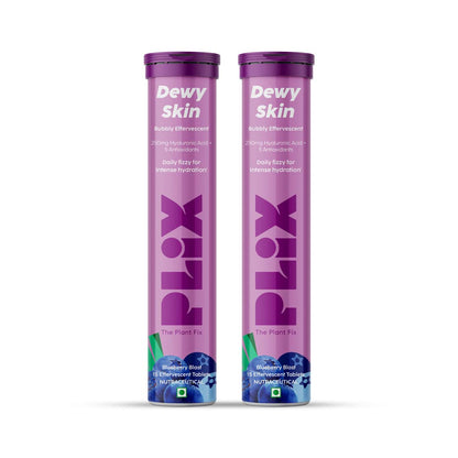 PLIX - THE PLANT FIX Hyaluronic Acid 15 Effervescent Tablets  | Blueberry Flavor Pack Of 1 |