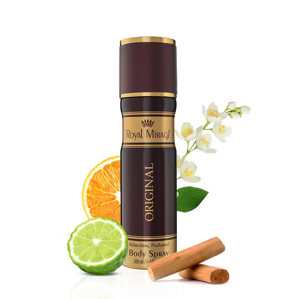 Royal Mirage Original Body Spray | Unisex Fragrance | Long-Lasting Perfume | Refreshing & Elegant Scent | Grooming Essential | Fresh & woody fragrance | All-Day Freshness | 200ml
