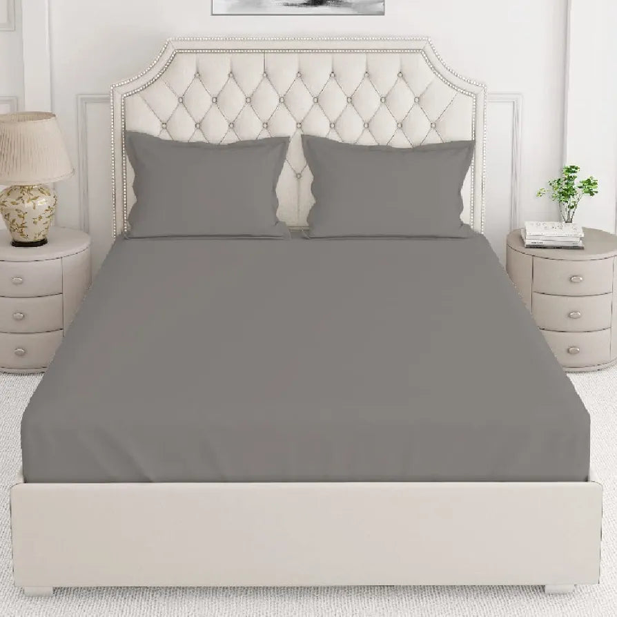 Layers Be Bold Cotton Bedsheet Set for All Seasons Lightweight 140 TC Queen Size Grey 3