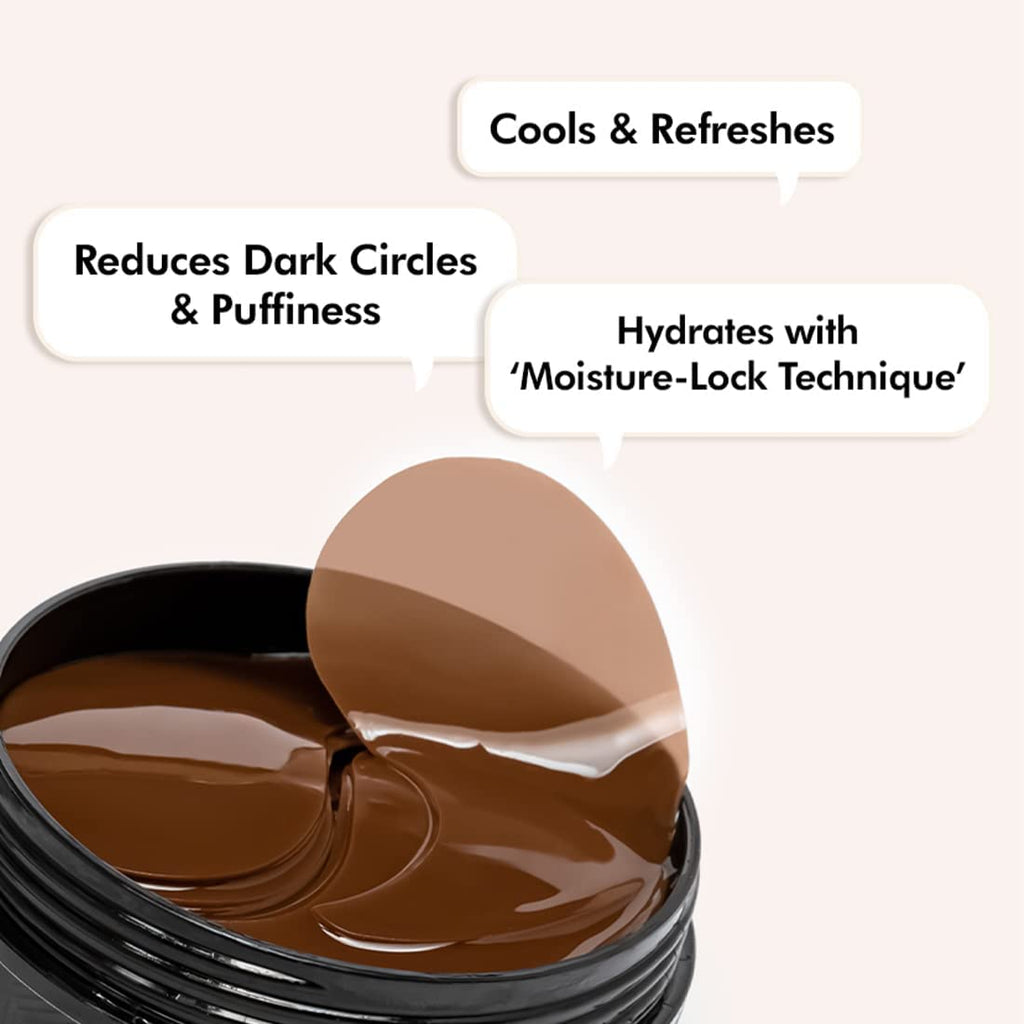 mCaffeine Coffee Hydrogel Under Eye Patches for Dark Circles | Cooling Under Eye Patch Mask with Caffeine & Hyaluronic Acid for Instant Hydration & De-Puffing | 15 Pairs