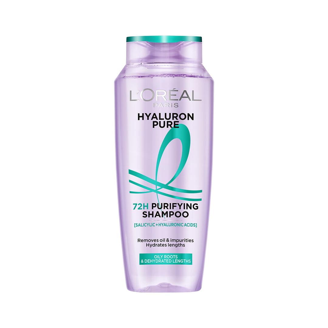 Lâ€™OrÃ©al Paris Hyaluron Pure 72H Purifying Shampoo, For oily scalp & dry hair with salicylic and hyaluronic acid, 200 ml
